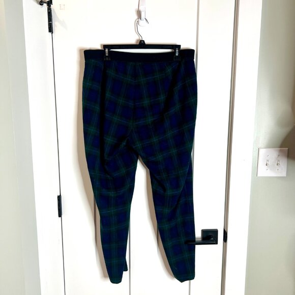 Talbots Soho Leggings in Blue Green Tartan Plaid Pull On Elastic Waist Size 16W - Picture 5 of 6